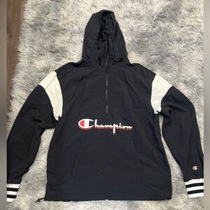 🔥MENS CHAMPION BLACK And White  WIND BREAKER JACKET Medium🔥